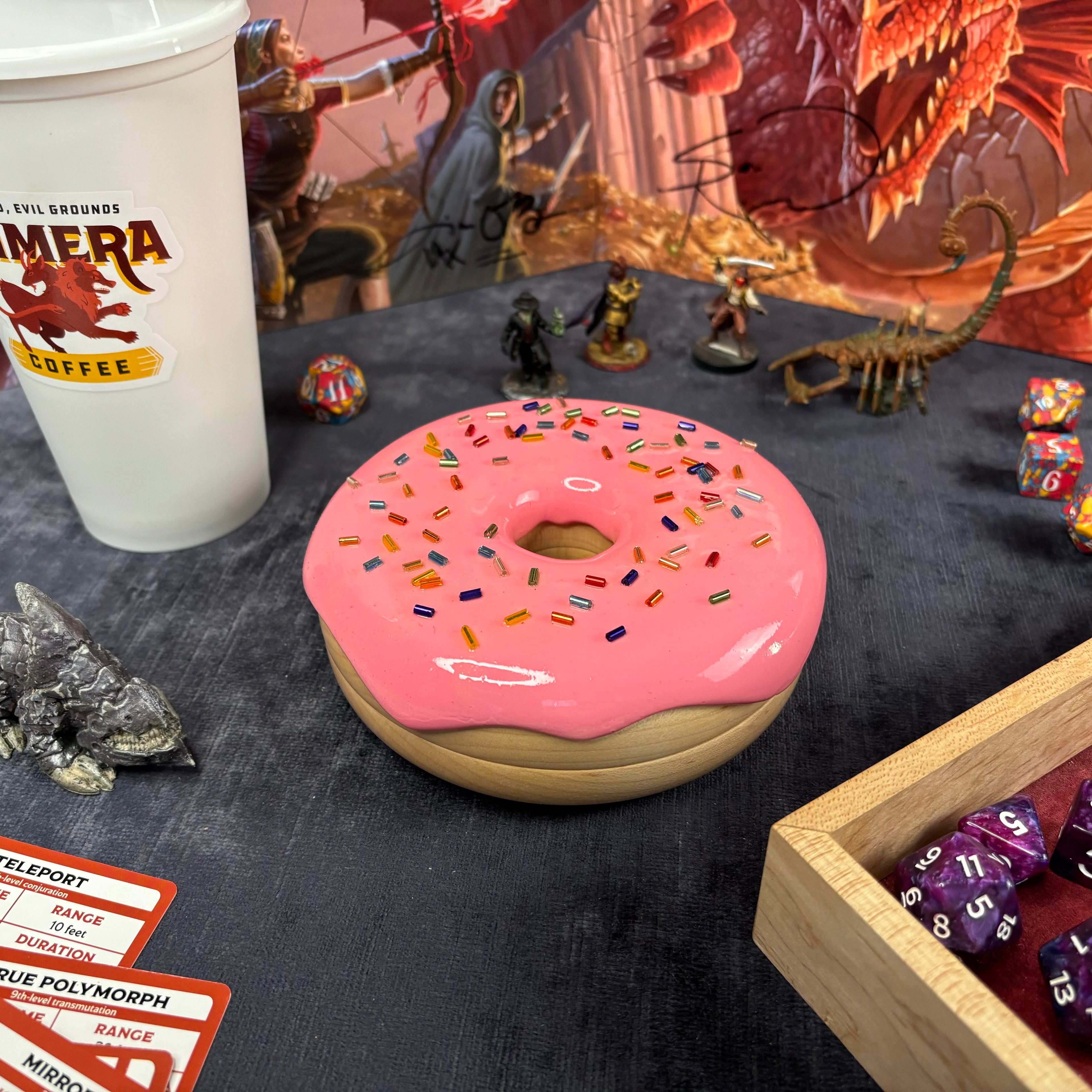 Dodecadonut – Premium Wooden Donut Dice Vault