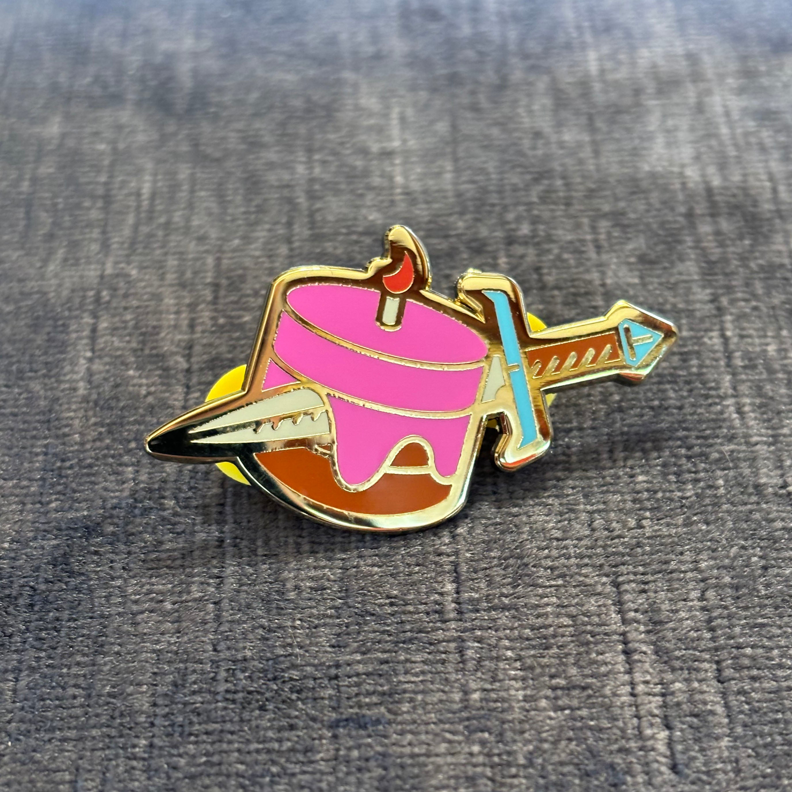 Cake Dagger Enamel Pin – Sweet on the Surface, Sharp in Style