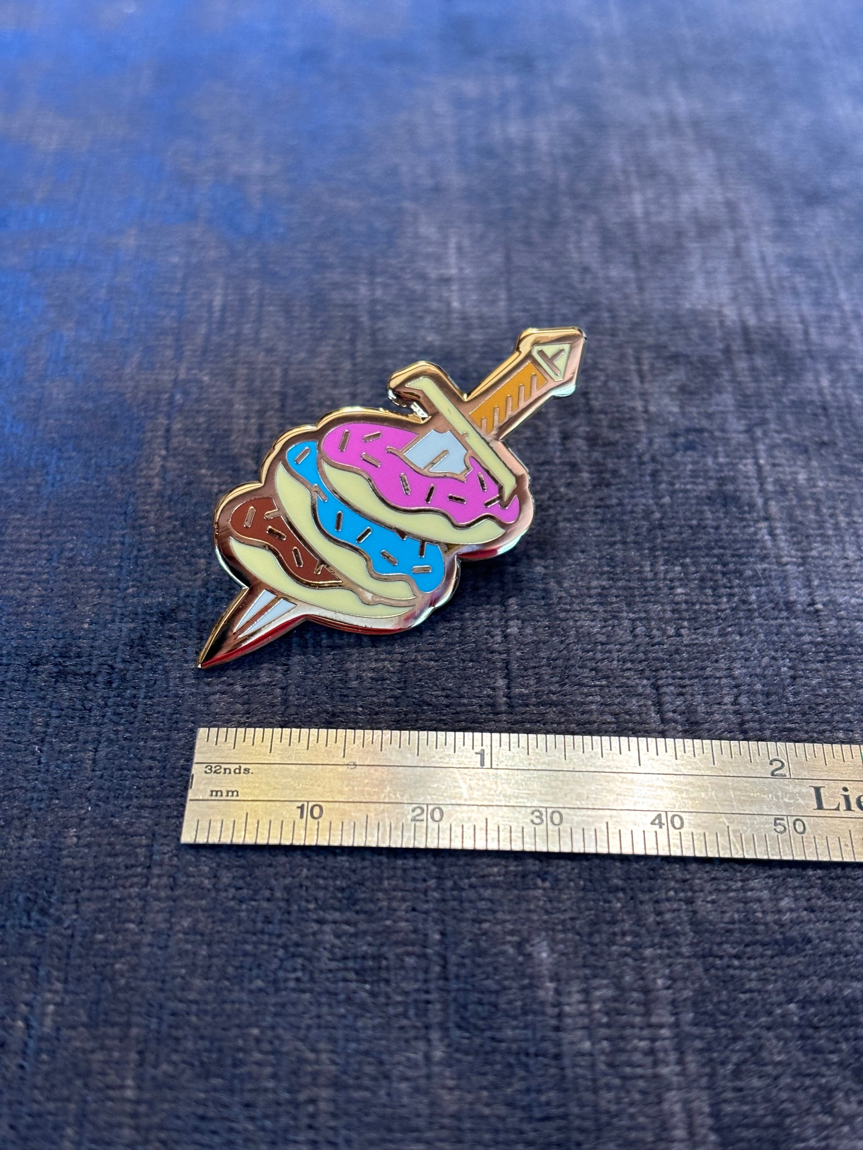 Donut Dagger Enamel Pin – Sweet Takedown Accessory