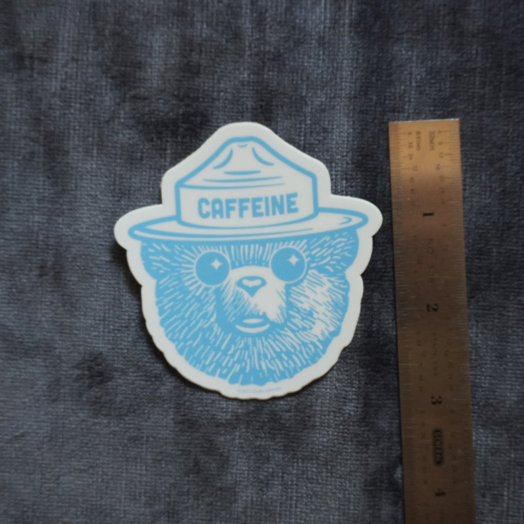 Caffeine Bear Vinyl Sticker – Wake Up with Brewed Boldness